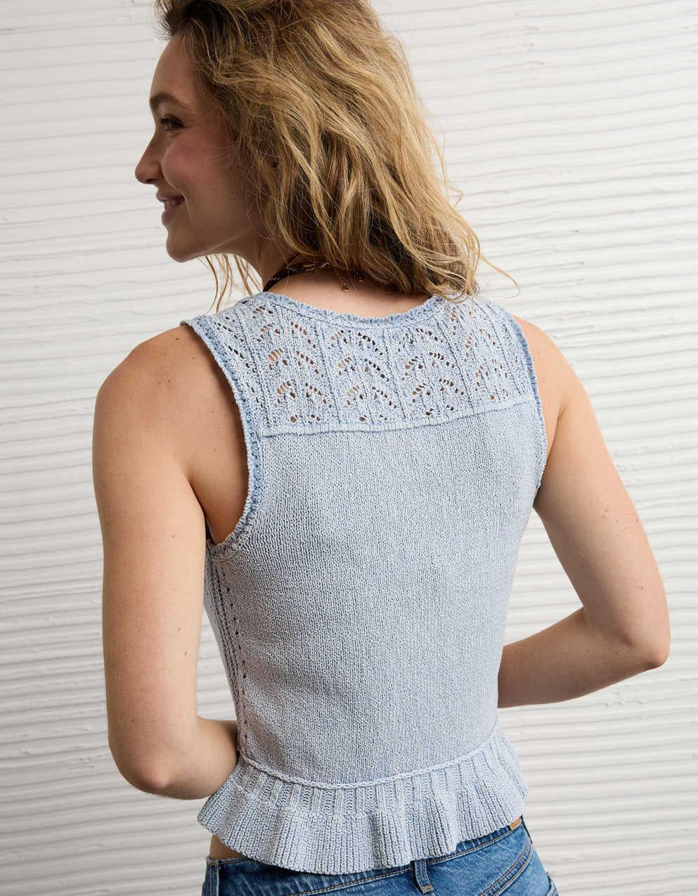 AE Ruffle Hem V-Neck Sweater Tank