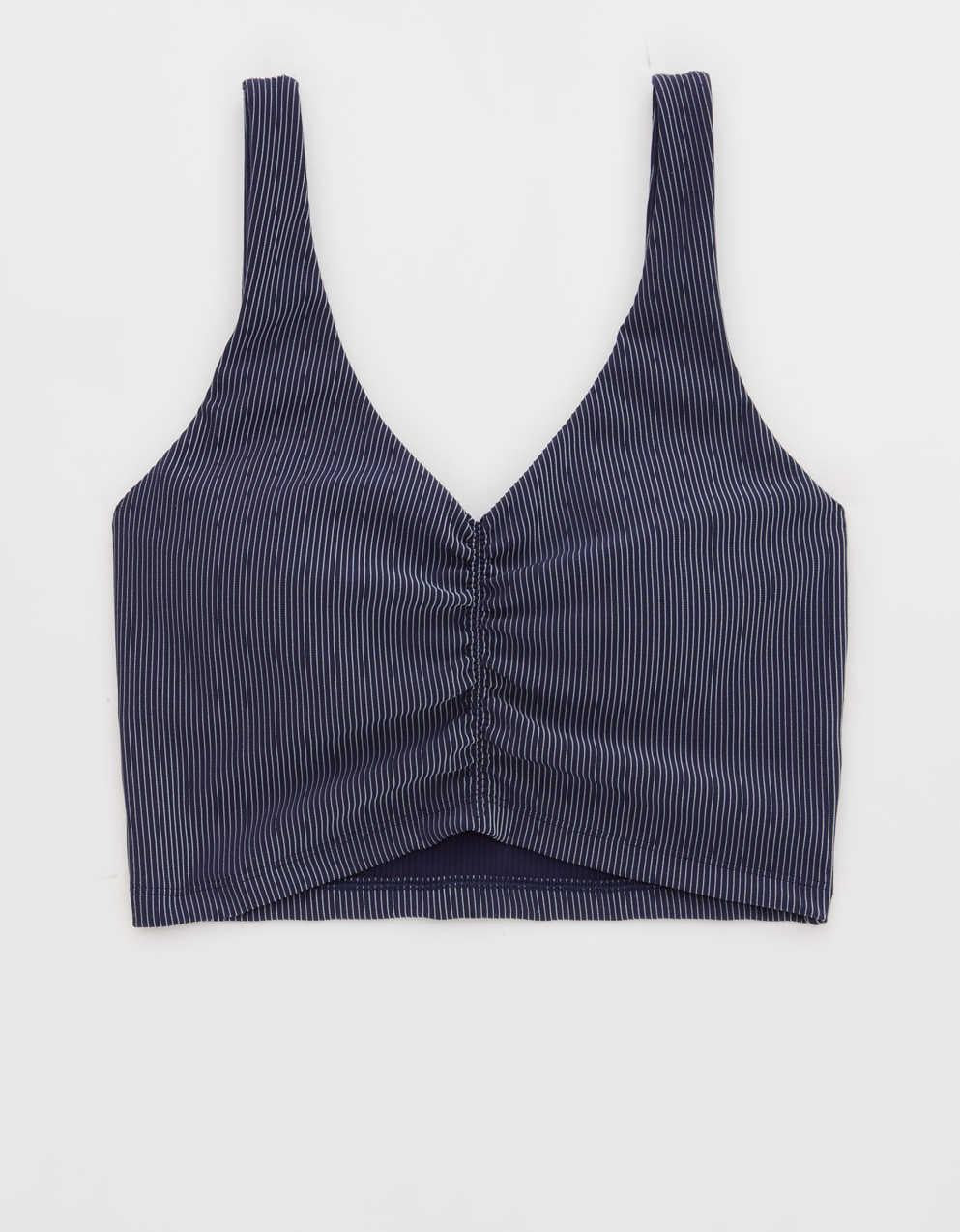 OFFLINE By Aerie Stripe Rib Ruched Low Key Sports Bra