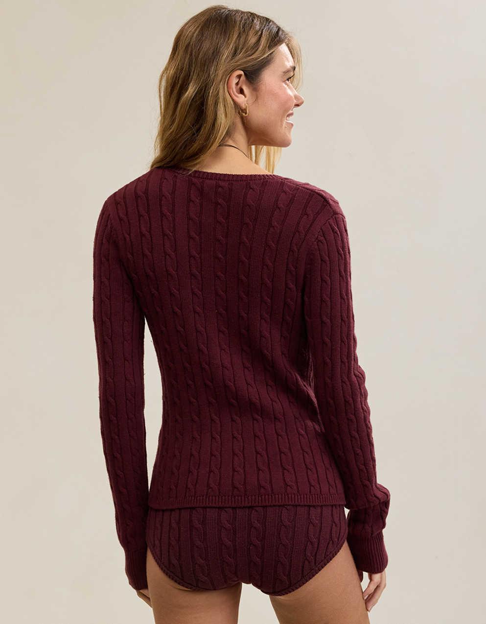 Aerie Cotton Cable Henley Sweater