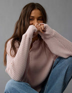 AE Big Hug Notch Neck Waffle Sweatshirt