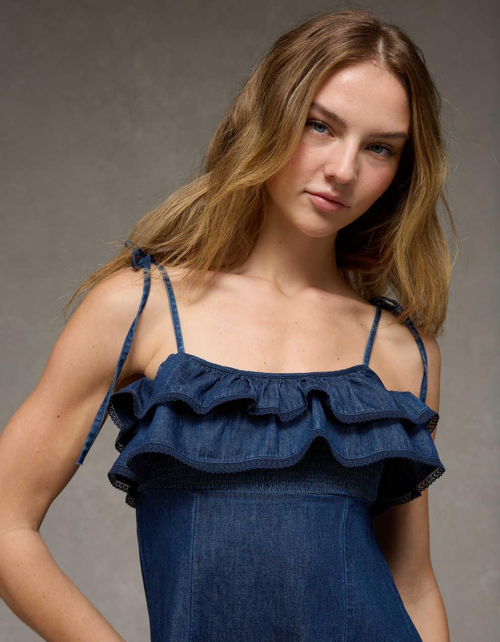 AE Ruffle Tie-Strap Mini Dress