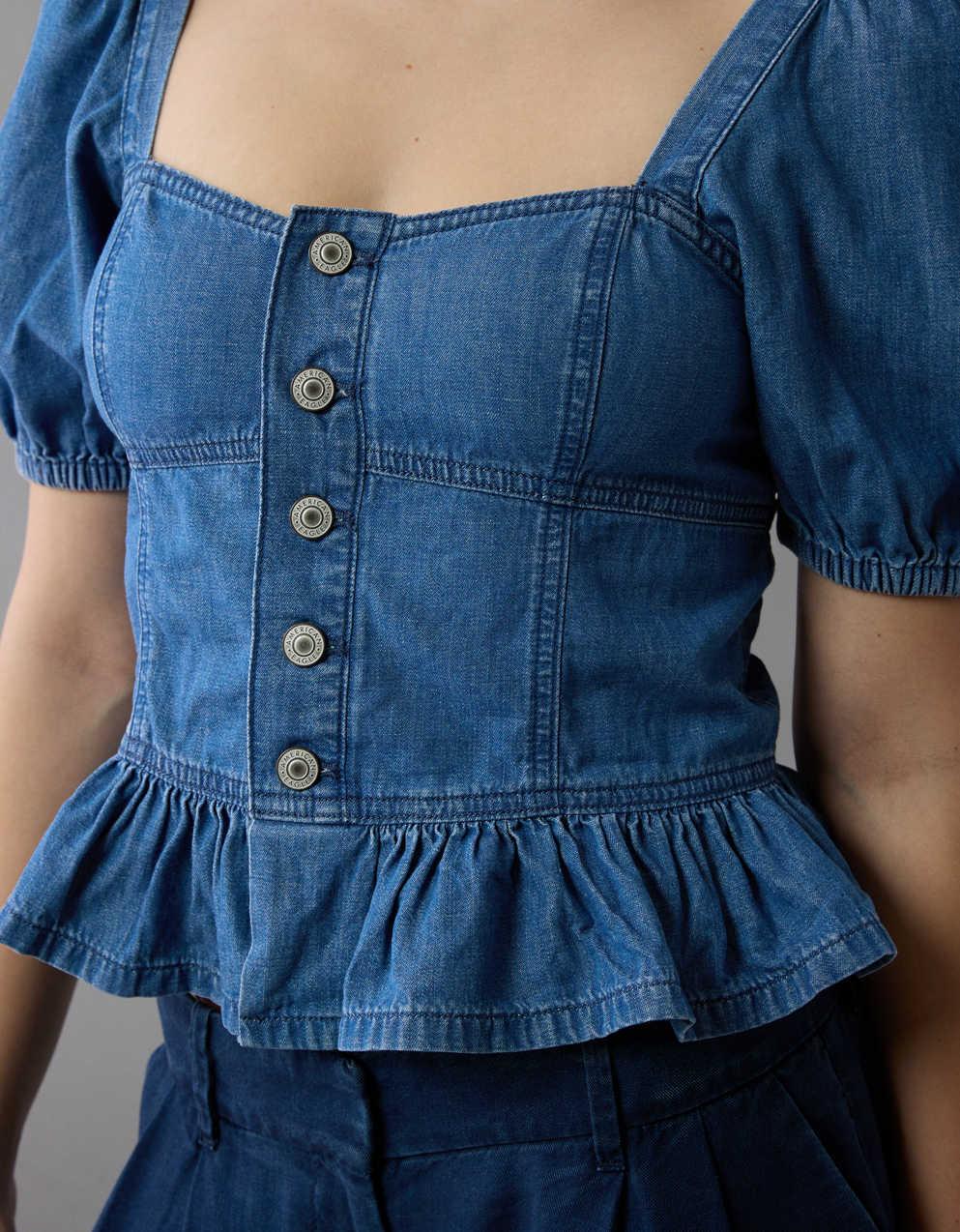 AE Denim Puff Sleeve Shirt