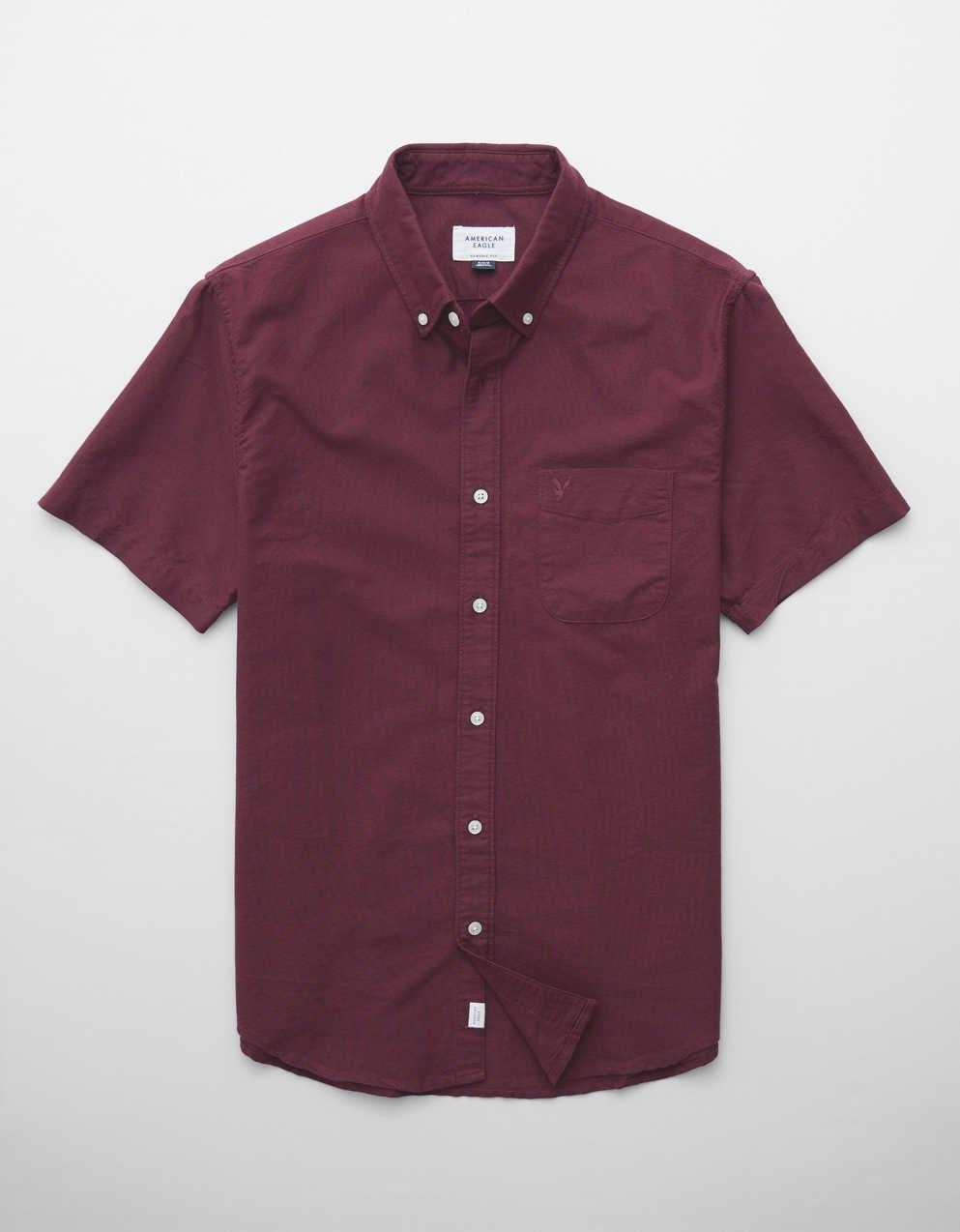 AE Short-Sleeve Slim Fit Button-Up Shirt