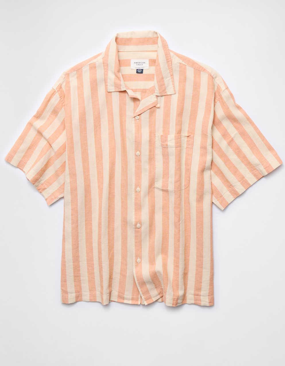 AE Relaxed Fit Linen-Blend Camp Collar Shirt