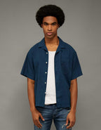 AE Relaxed Fit Linen-Blend Camp Collar Shirt