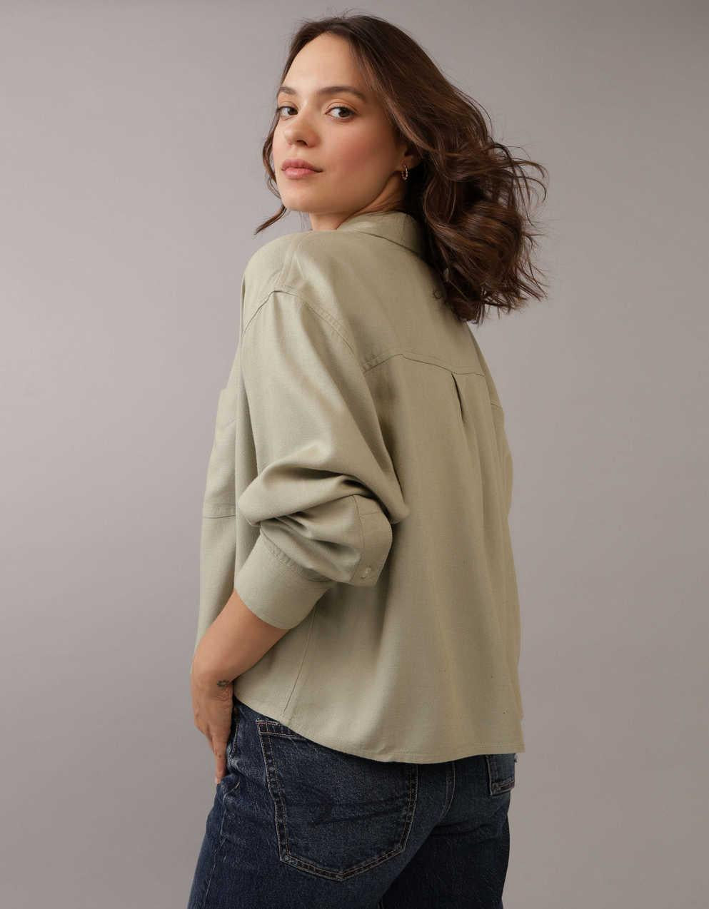 AE Cropped Button Up Shirt