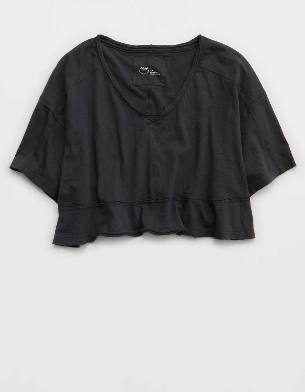 Aerie Happiest Cropped V Neck T-Shirt