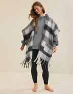 Aerie Fringe Plaid Cape