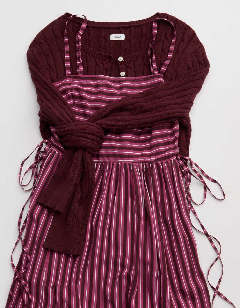 Aerie Cotton Cable Henley Sweater