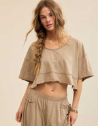 Aerie Happiest Cropped V Neck T-Shirt