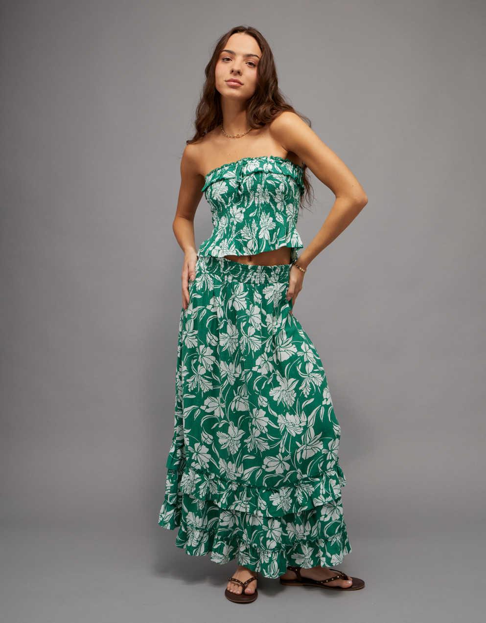 AE Ruffled Smocked Tube Top