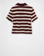 AE Cropped Crochet Sweater Polo Shirt