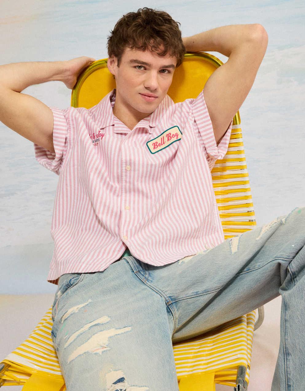 AE Pride Relaxed Fit Oxford Camp Collar Button-Up Shirt
