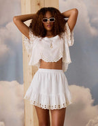 AE High-Waisted Embroidered Eyelet Mini Skirt