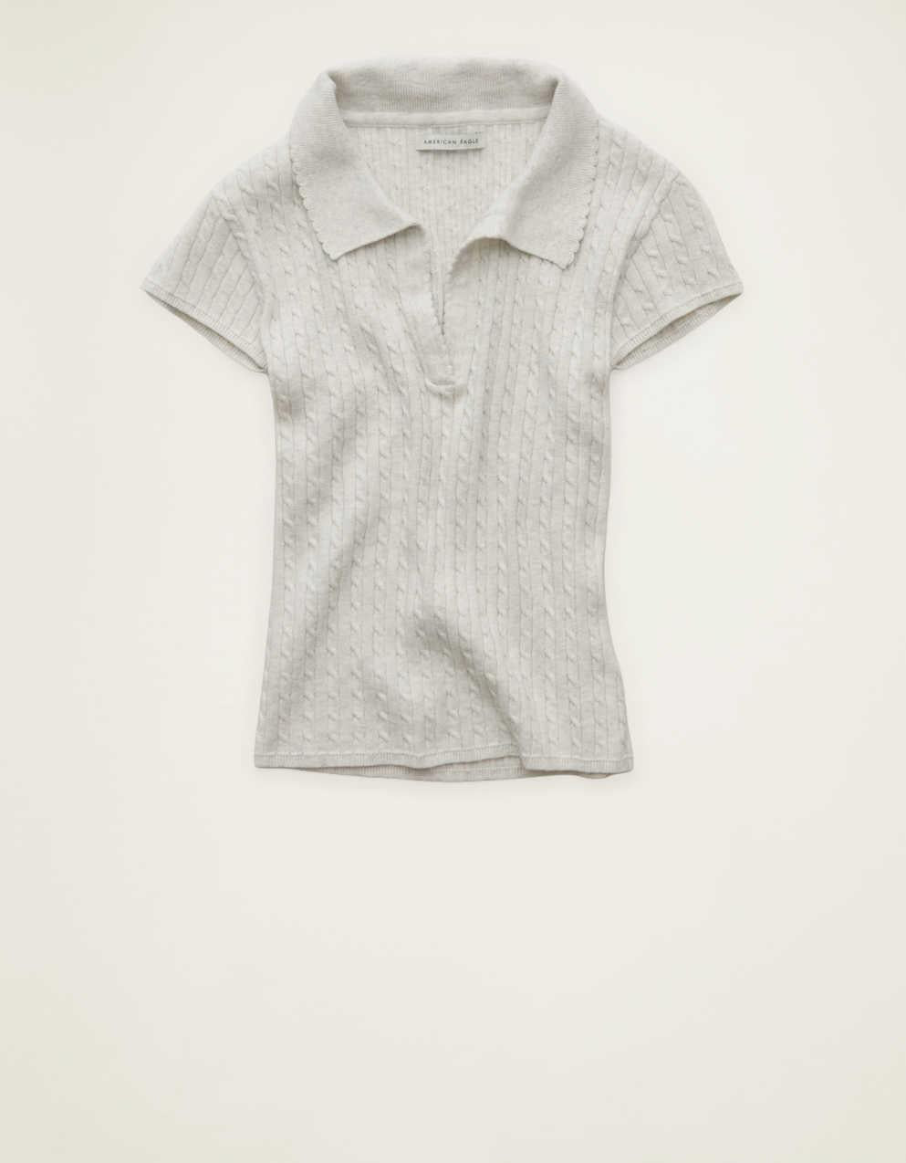 AE V-Neck Cable Knit Sweater Polo