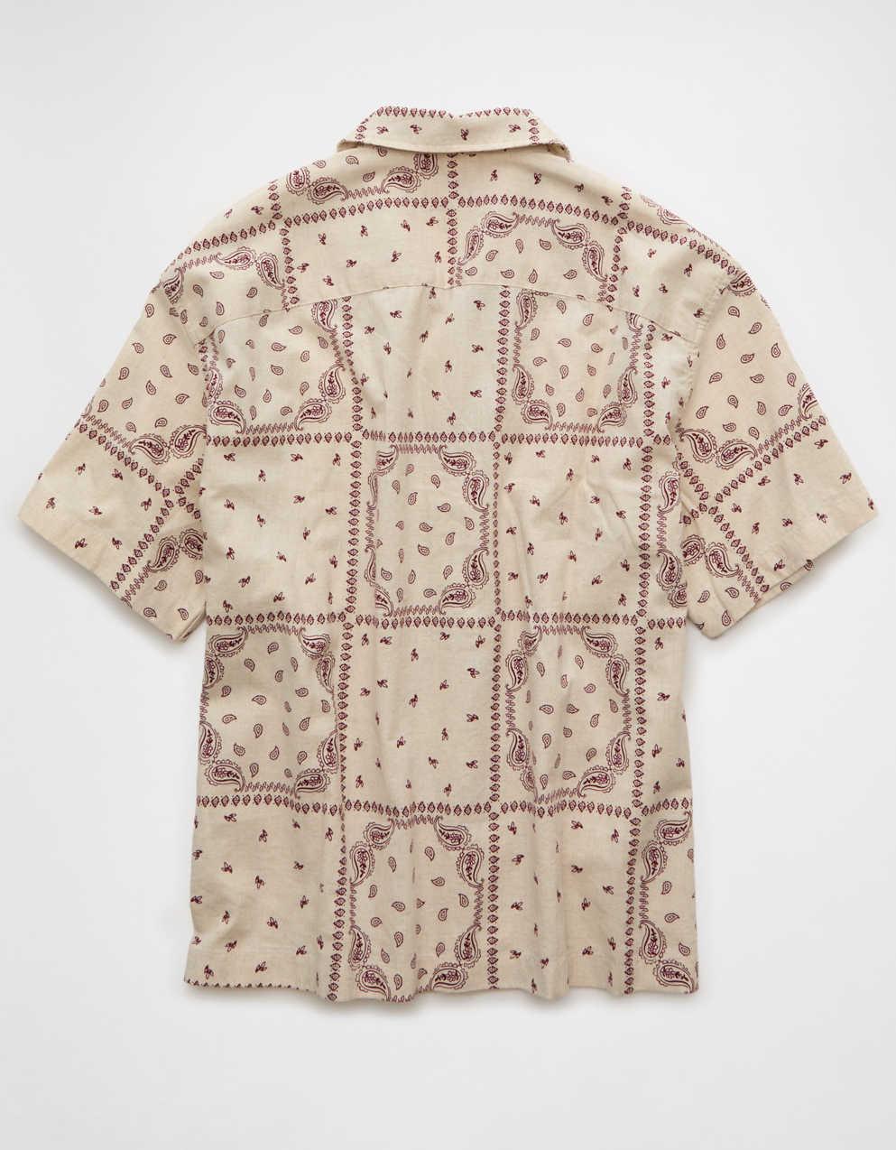 AE Poolside Linen-Blend Printed Button-Up Shirt