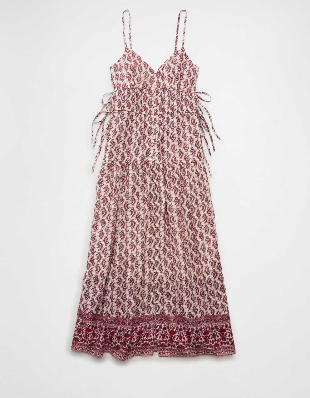 AE V-Neck Side Tie Midi Dress