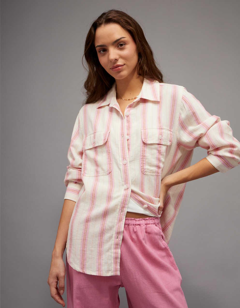 AE Linen-Blend Button-Up Shirt