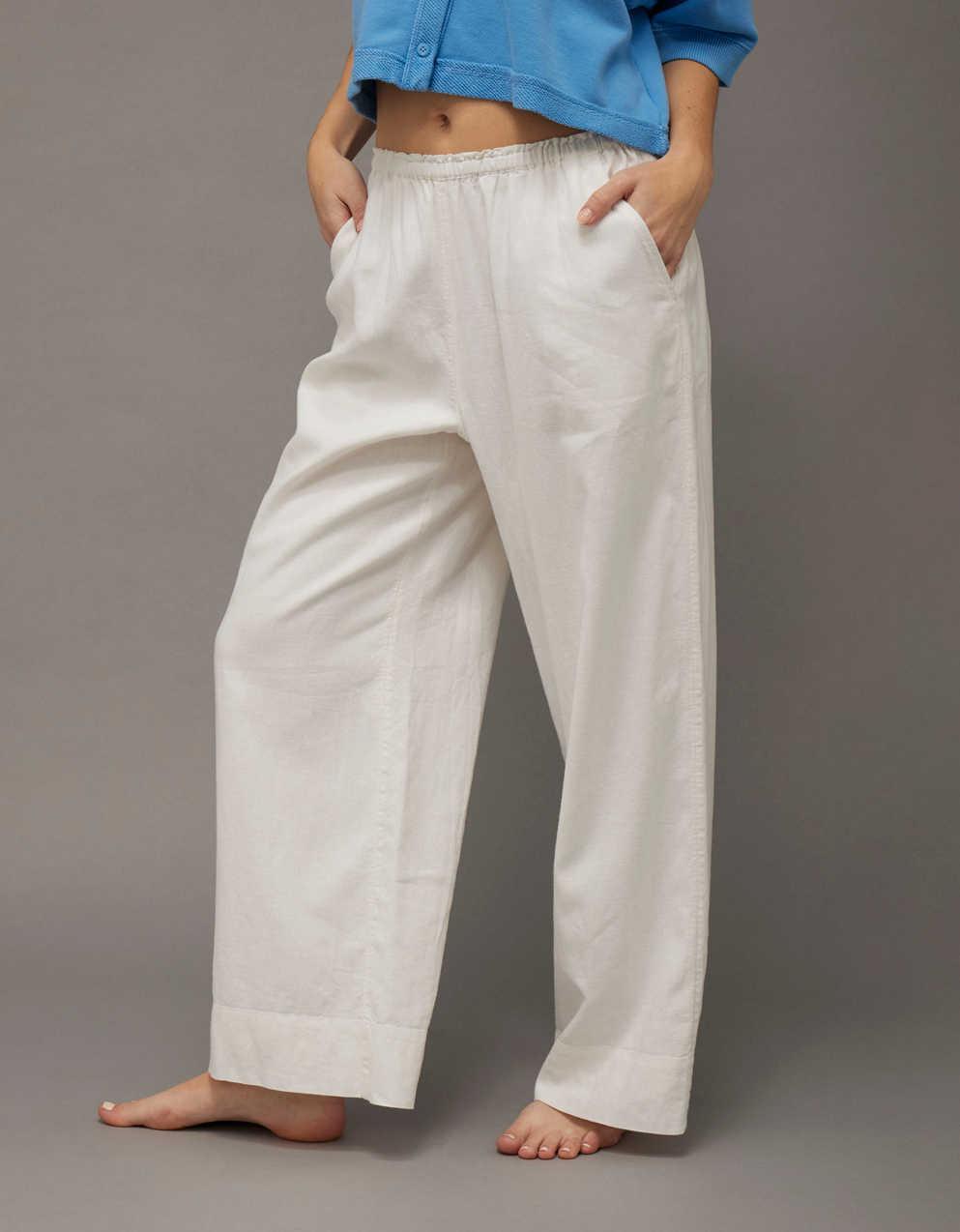 AE Linen-Blend Wide-Leg Pant