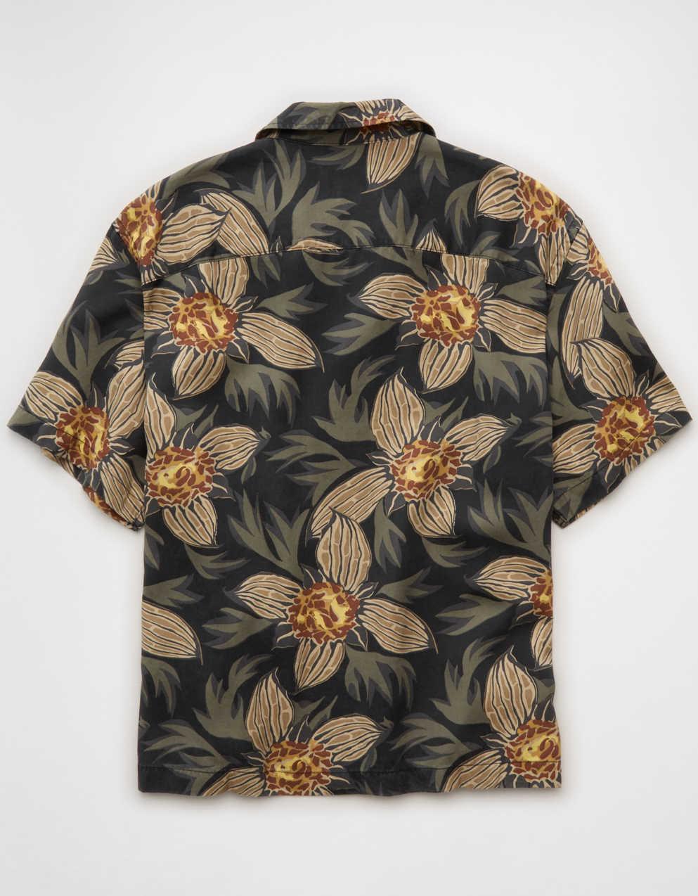 AE Relaxed Fit Camp Collar Button-Up Shirt
