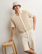 AE Striped Button-Up Sweater Polo