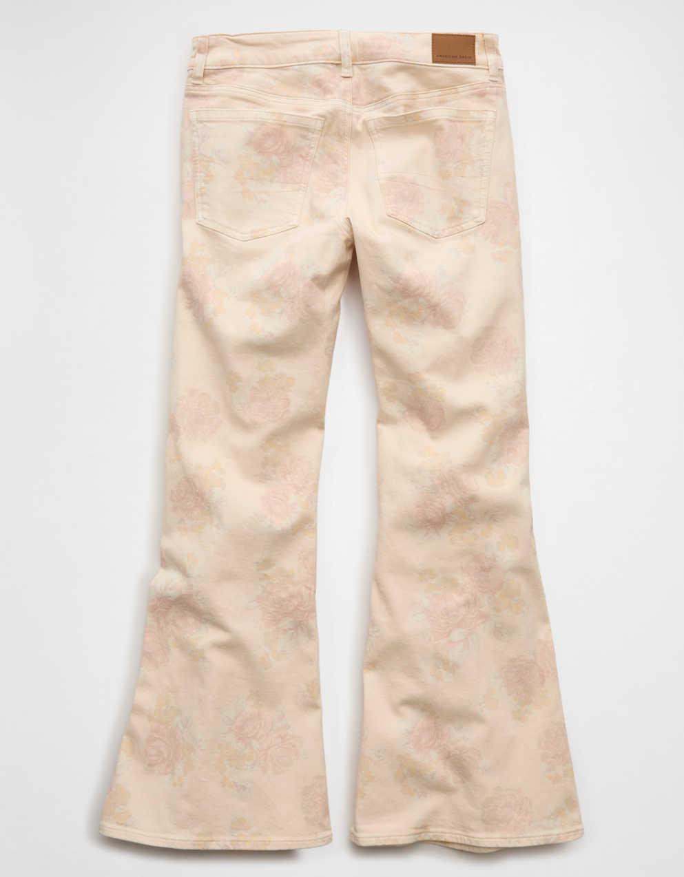 AE Stretch Low-Rise Floral Print Flare Jean