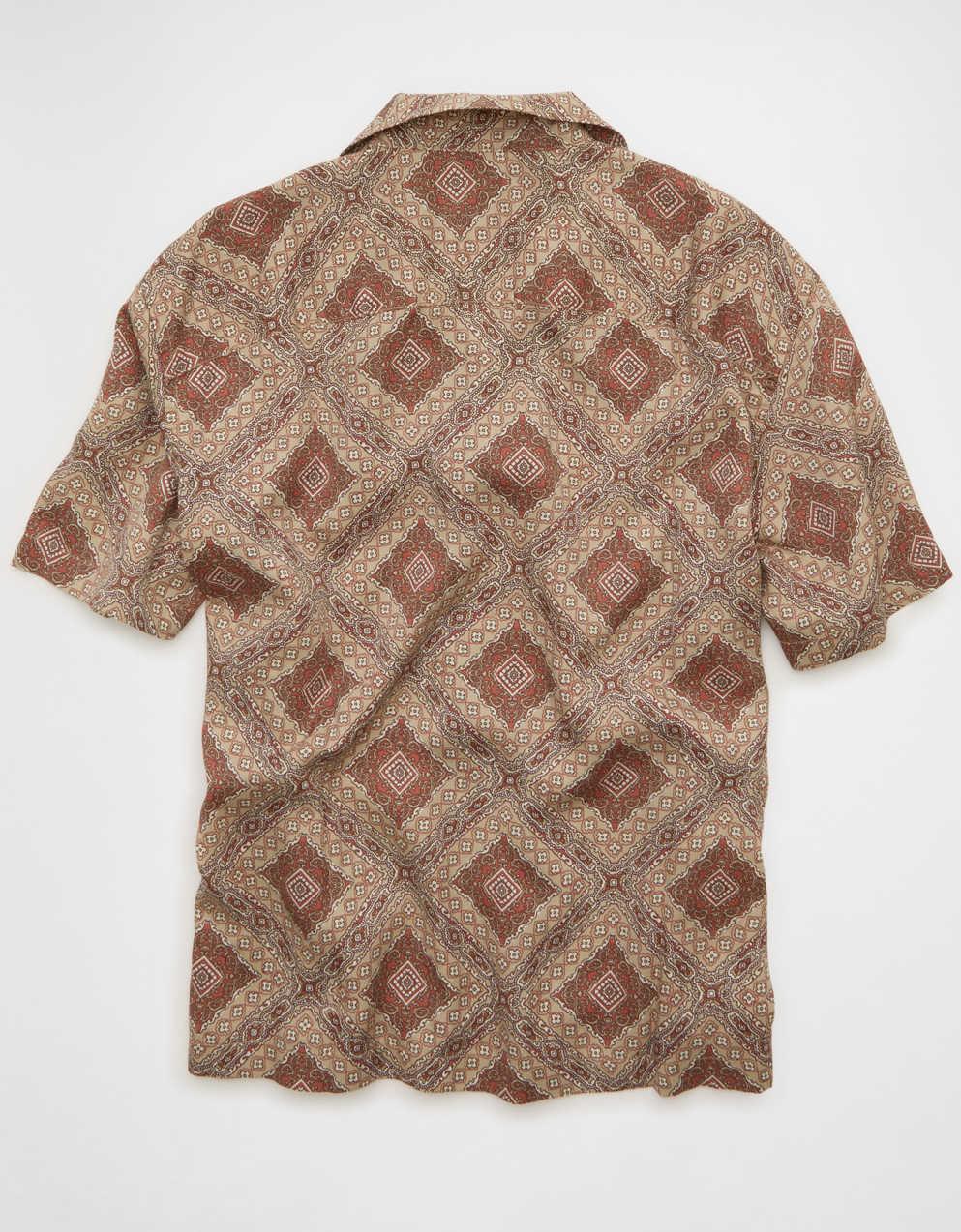 AE Relaxed Fit Camp Collar Button-Up Shirt