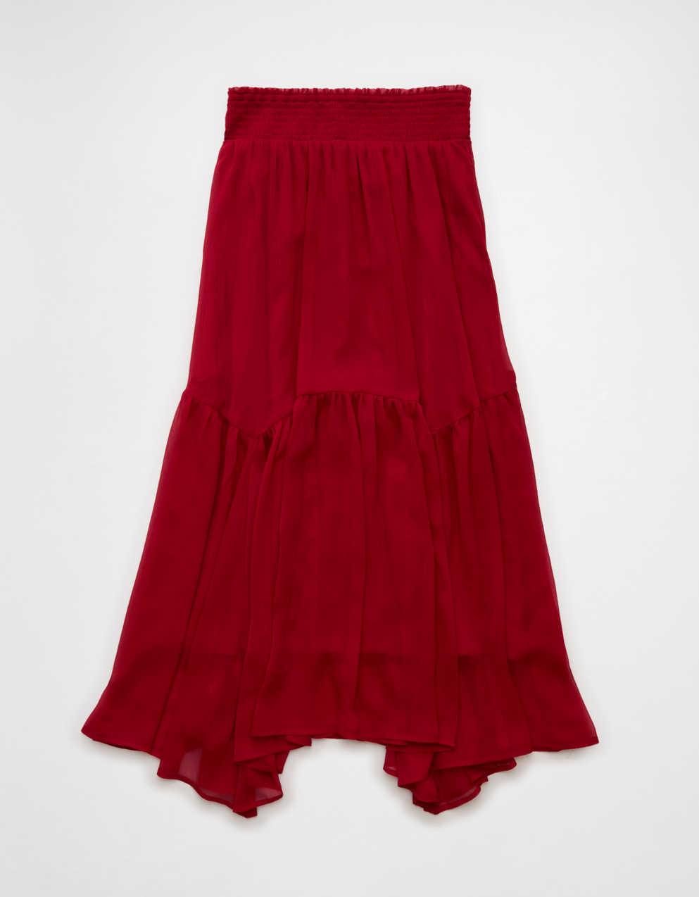 AE Smocked Handkerchief Hem Maxi Skirt