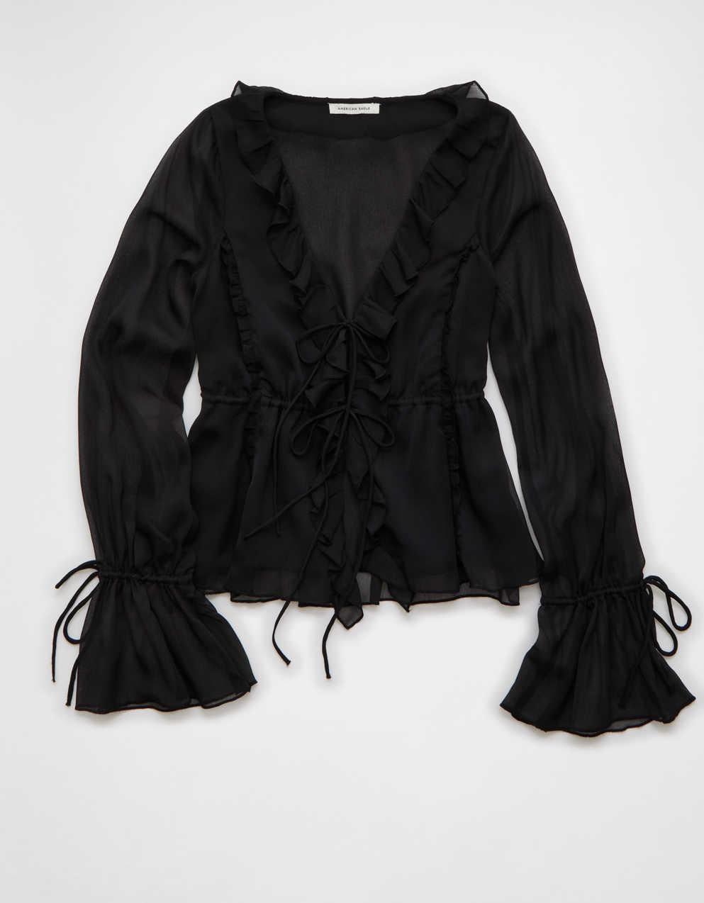 AE Chiffon Tie-Front Blouse