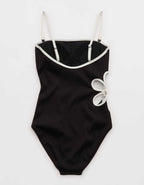 Aerie Daisy Bandeau Full Coverage Ribbed One Piece Swimsuit
