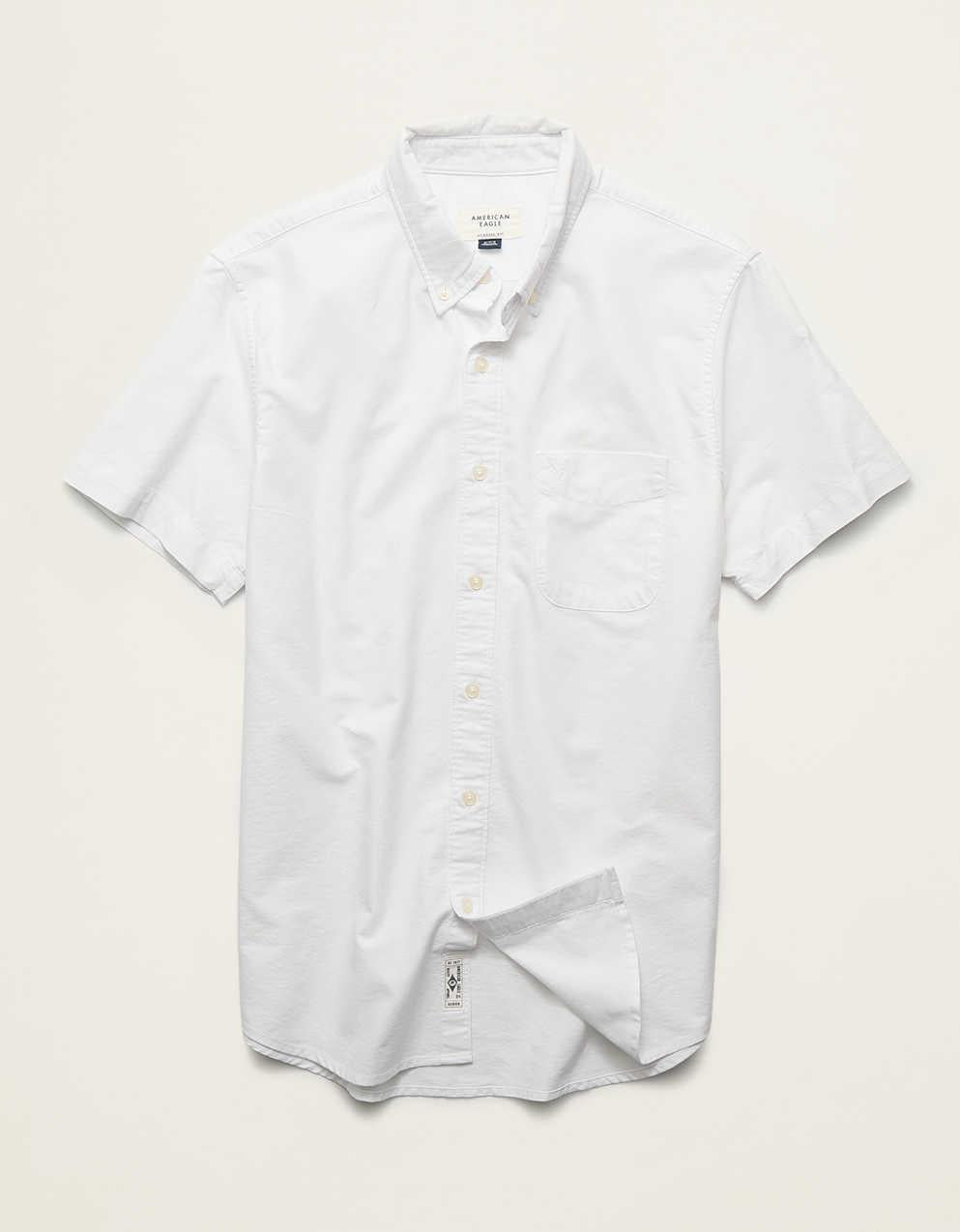 AE Short-Sleeve Slim Fit Button-Up Shirt