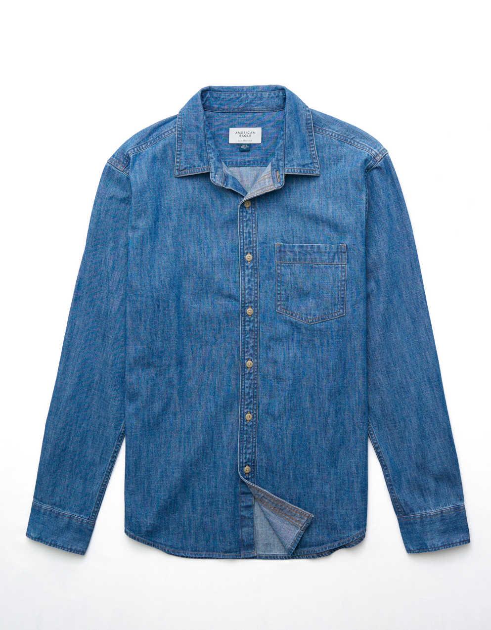 AE Standard Fit Denim Button-Up Shirt