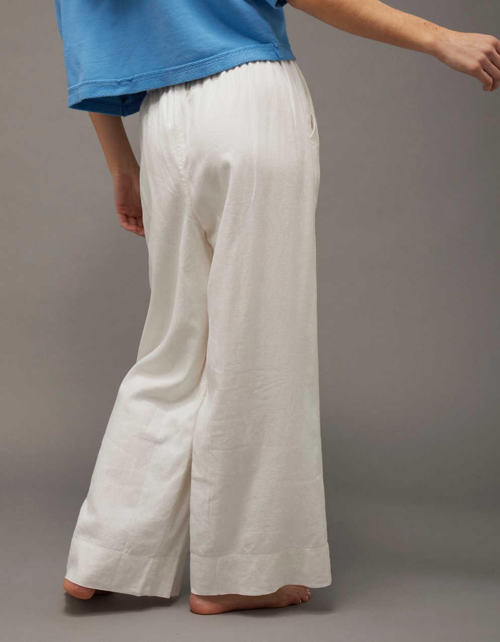 AE Linen-Blend Wide-Leg Pant