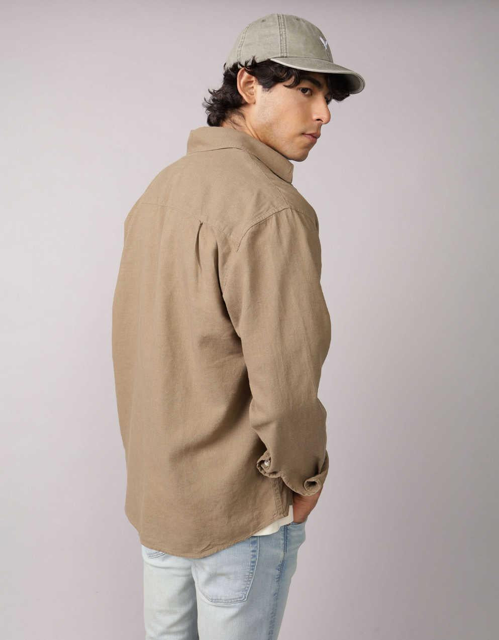 AE Everyday Relaxed Fit Linen-Blend Button-Up Shirt