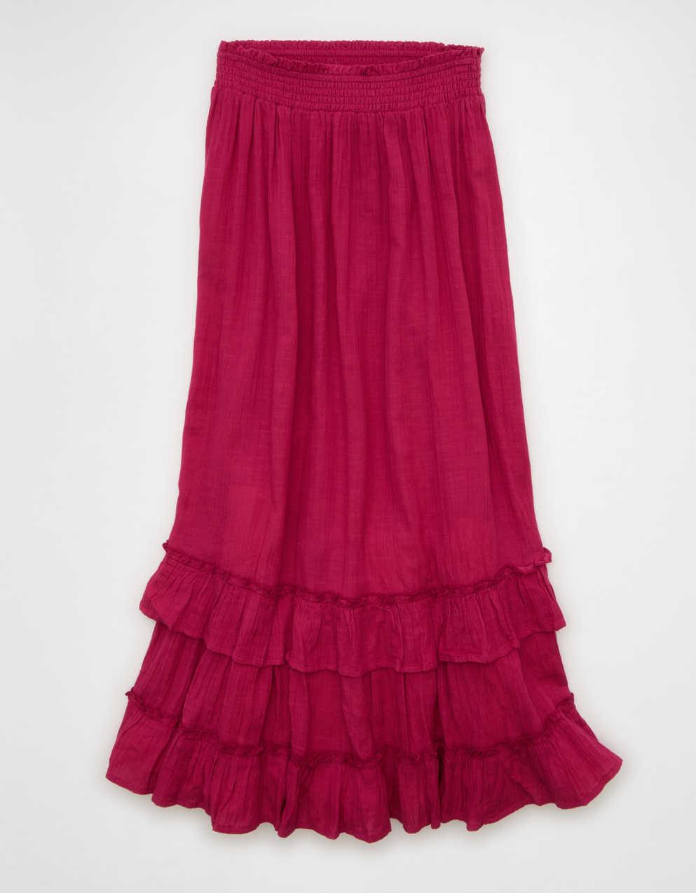 AE Mid-Rise Tiered Ruffle Maxi Skirt