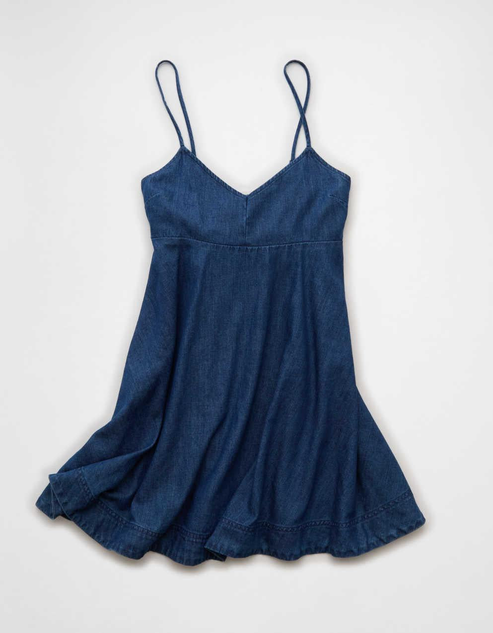 AE Denim Bow Back Babydoll Mini Dress