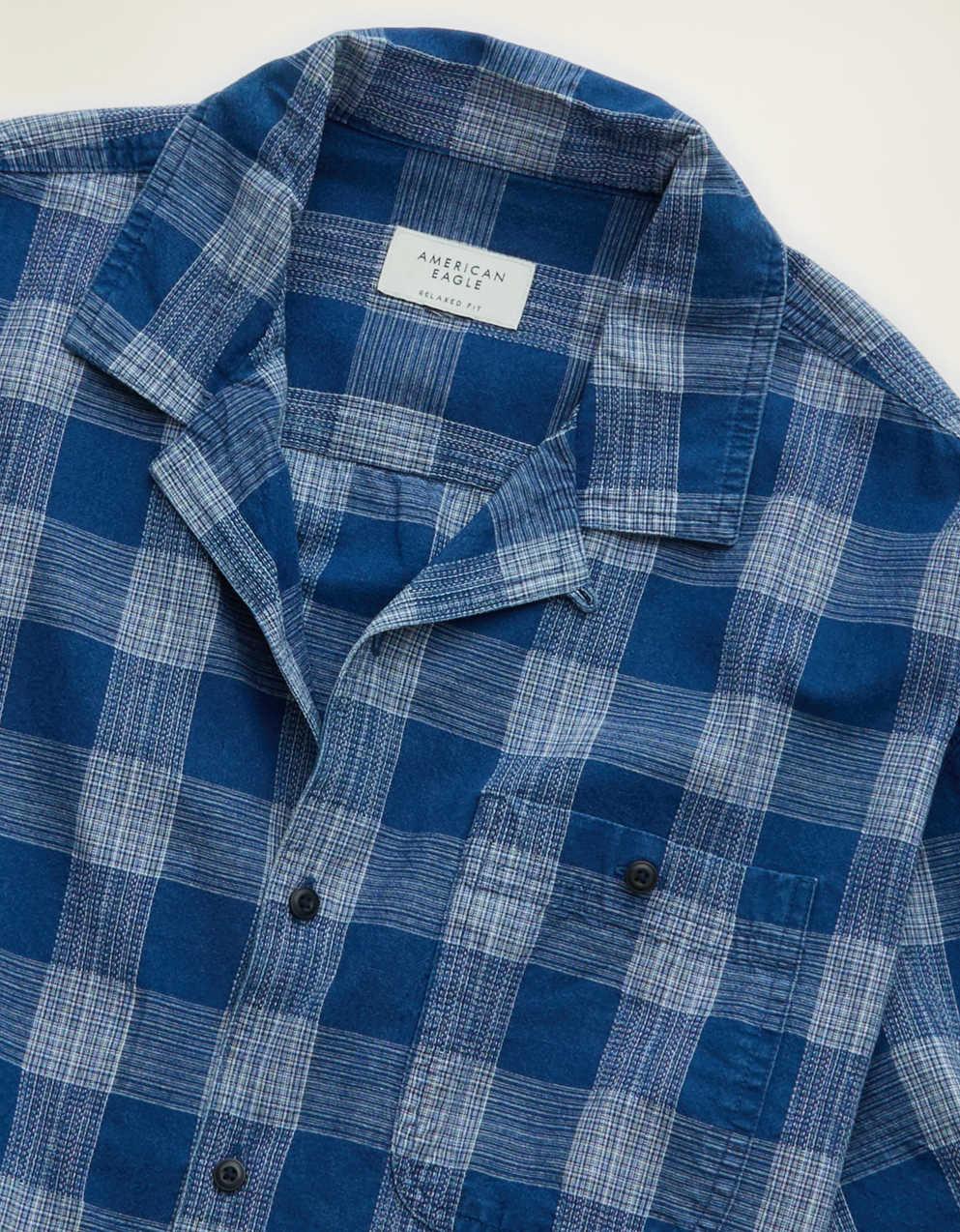AE Relaxed Fit Camp Collar Button-Up Shirt