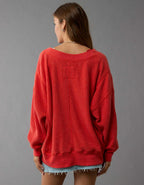 AE Big Hug V-Neck Waffle Sweatshirt