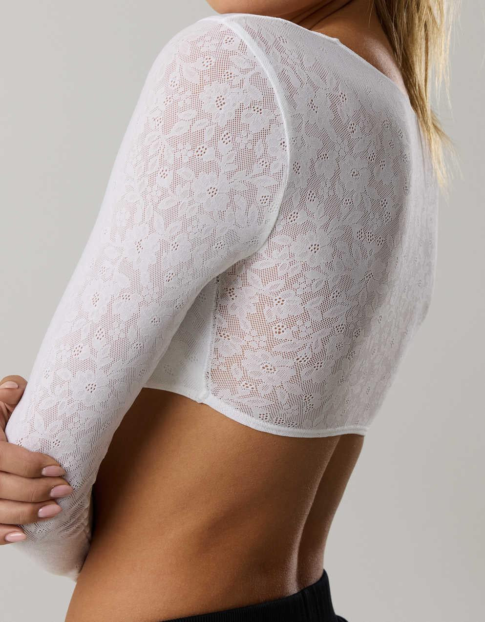 OFFLINE By Aerie Real Me Lace Long Sleeve Bra Top